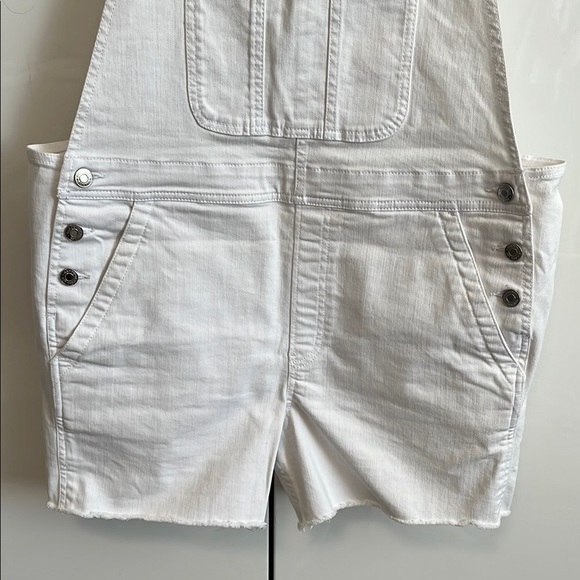 GAP Women's Oversize White Denim Overalls Raw Hem, Size L - Picture 11 of 11